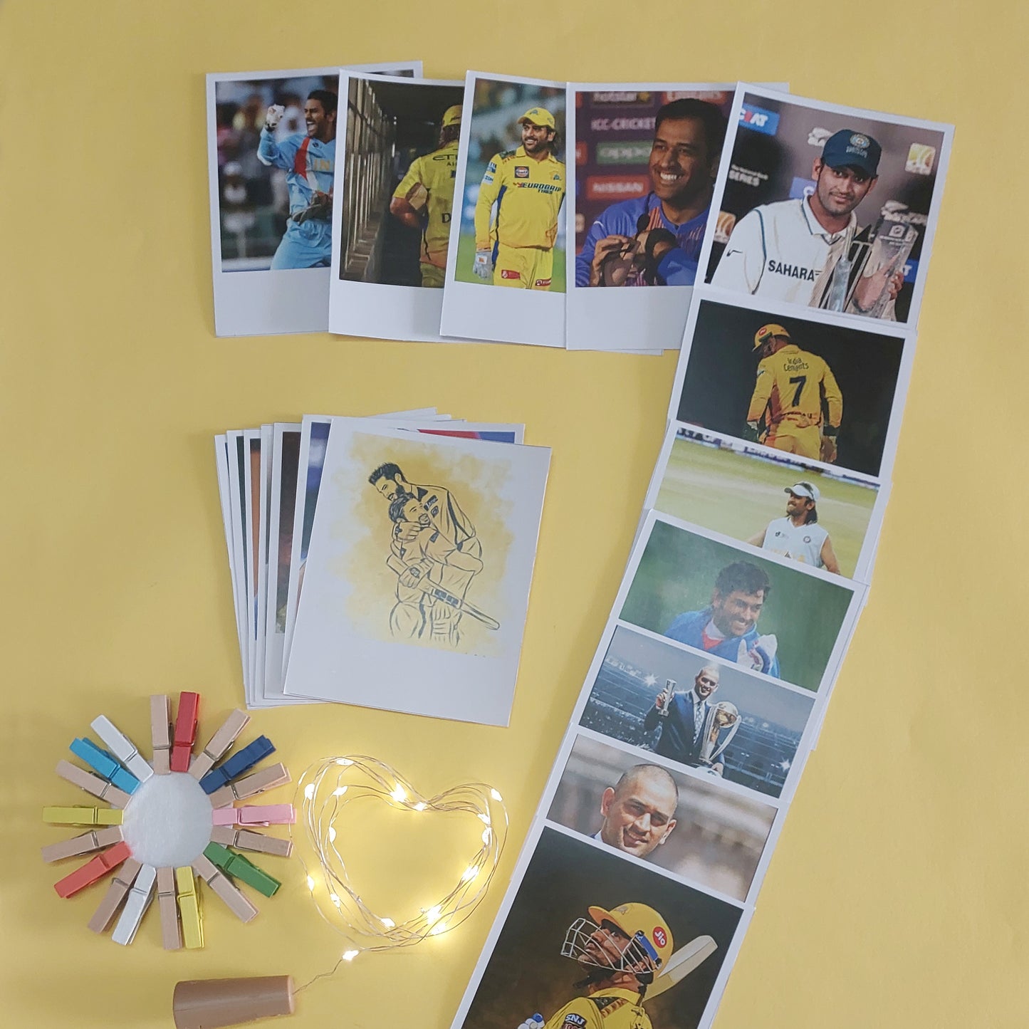 Polaroid with Clips and Fairy Lights